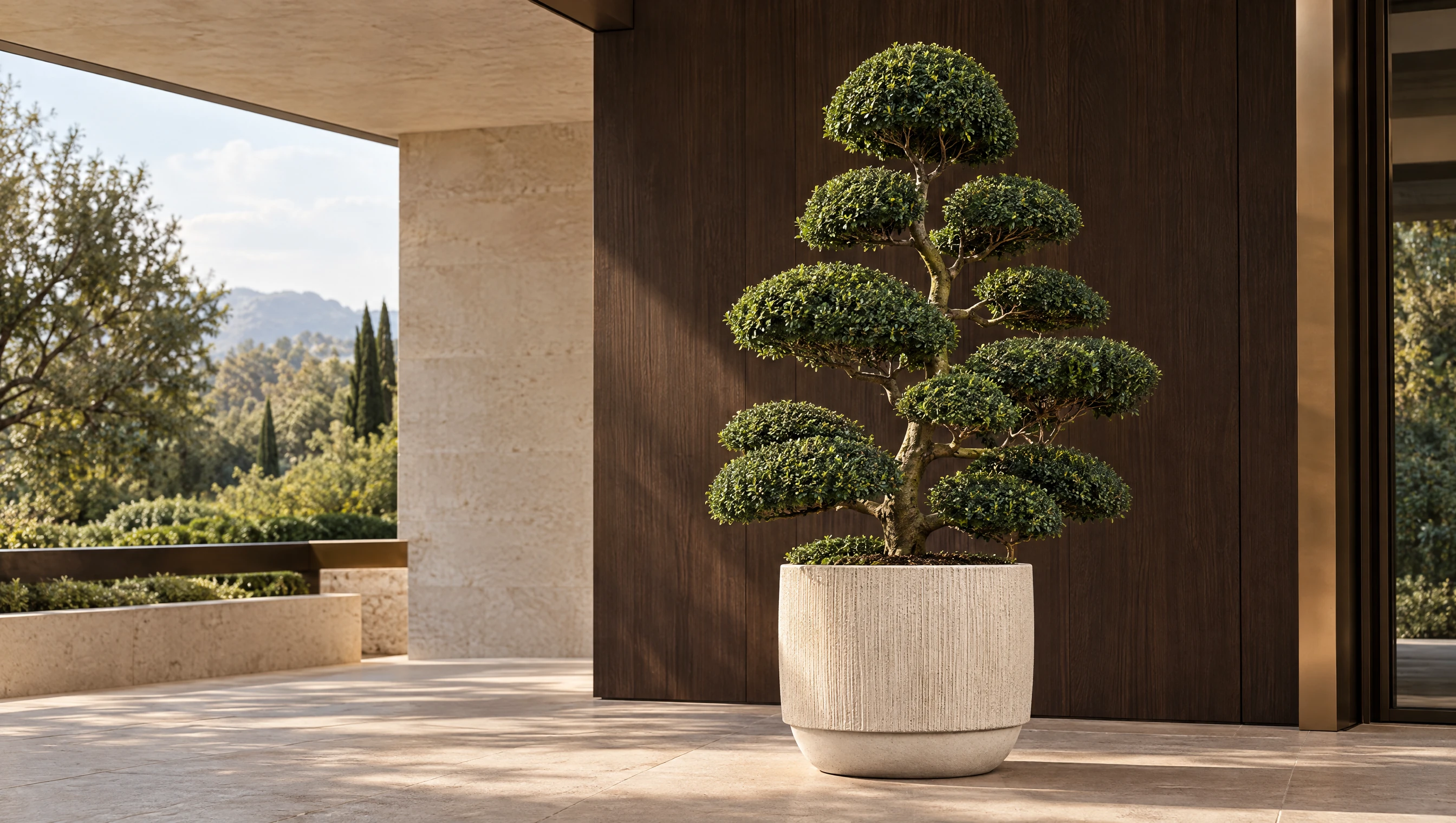 Domani Moya mit Ilex Kinme in einer architektonischen Komposition